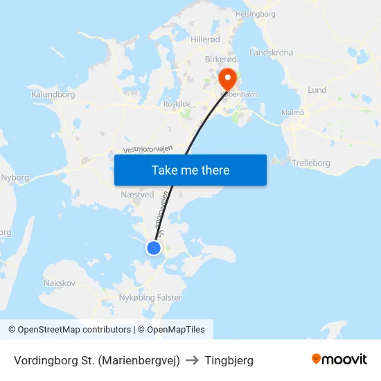 Vordingborg St. (Marienbergvej) to Tingbjerg map