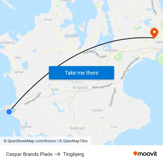 Caspar Brands Plads to Tingbjerg map
