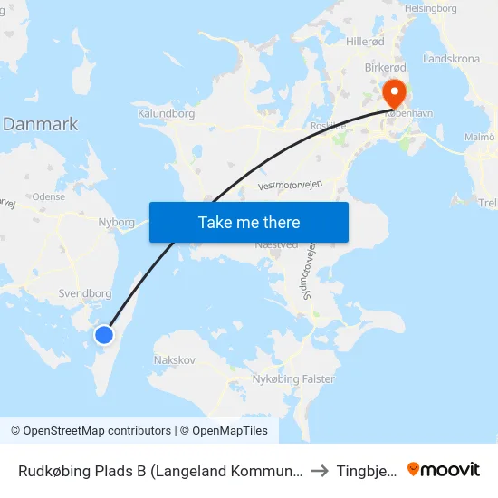Rudkøbing Plads B (Langeland Kommune) to Tingbjerg map
