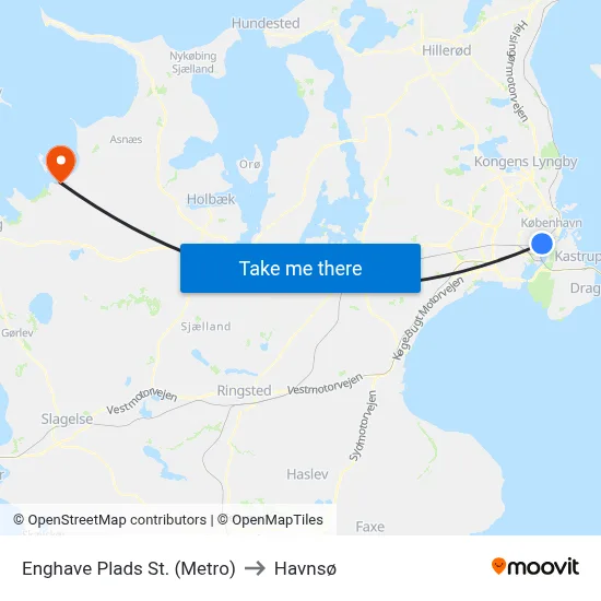 Enghave Plads St. (Metro) to Havnsø map