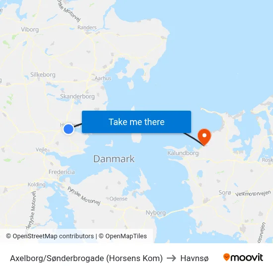 Axelborg/Sønderbrogade (Horsens Kom) to Havnsø map