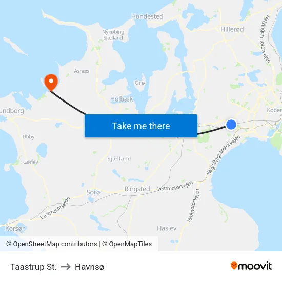Taastrup St. to Havnsø map