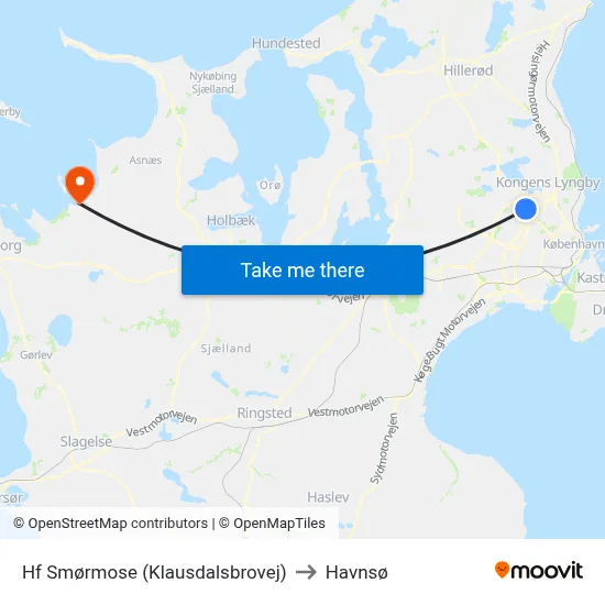 Hf Smørmose (Klausdalsbrovej) to Havnsø map