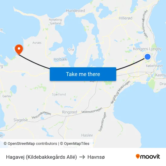 Hagavej (Kildebakkegårds Allé) to Havnsø map