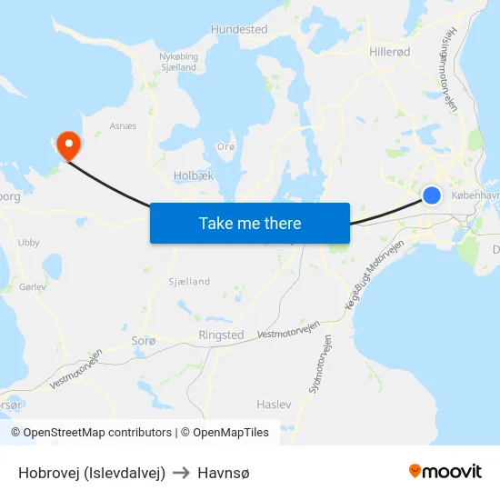 Hobrovej (Islevdalvej) to Havnsø map