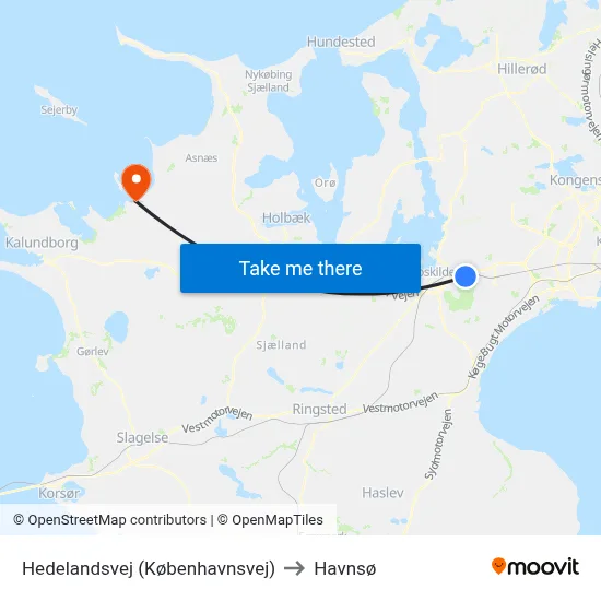Hedelandsvej (Københavnsvej) to Havnsø map