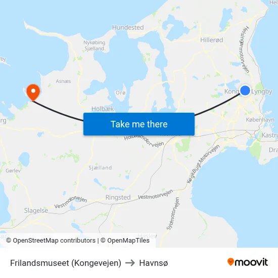Frilandsmuseet (Kongevejen) to Havnsø map
