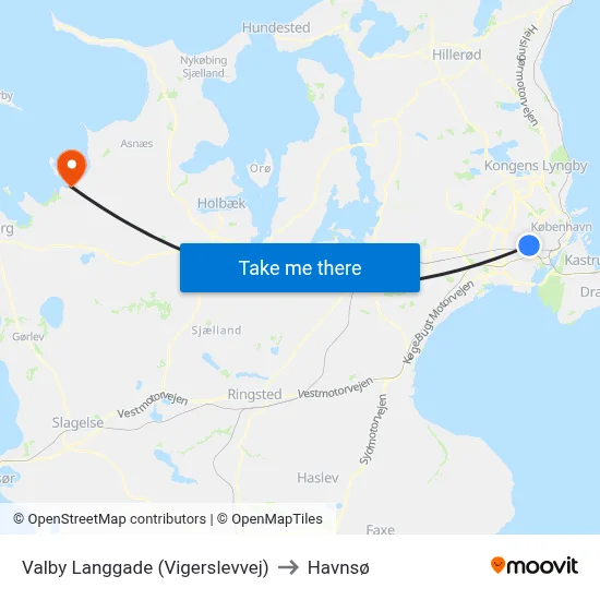 Valby Langgade (Vigerslevvej) to Havnsø map