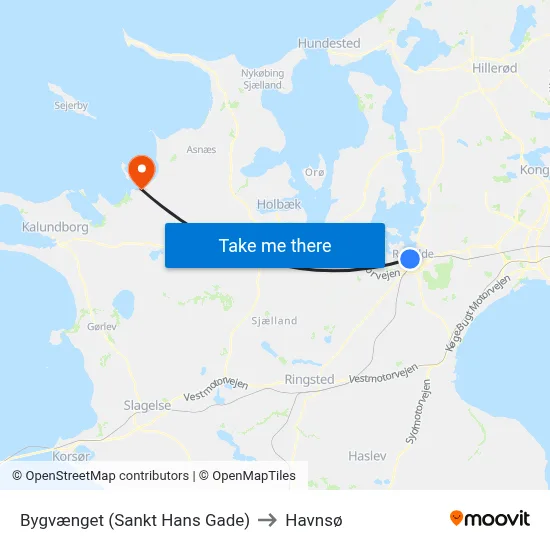 Bygvænget (Sankt Hans Gade) to Havnsø map
