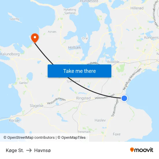 Køge St. to Havnsø map