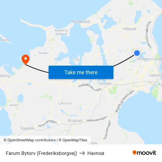 Farum Bytorv (Frederiksborgvej) to Havnsø map