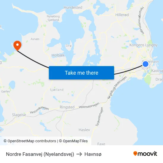 Nordre Fasanvej (Nyelandsvej) to Havnsø map