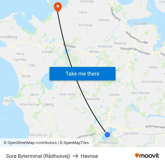 Sorø Byterminal (Rådhusvej) to Havnsø map