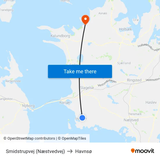 Smidstrupvej (Næstvedvej) to Havnsø map