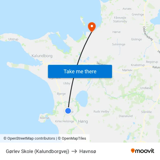 Gørlev Skole (Kalundborgvej) to Havnsø map