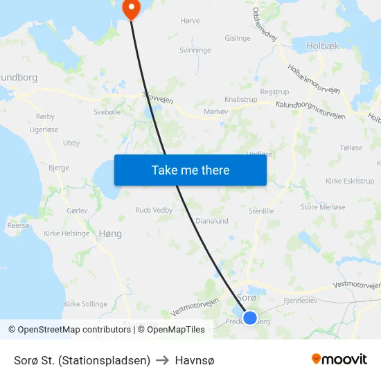 Sorø St. (Stationspladsen) to Havnsø map