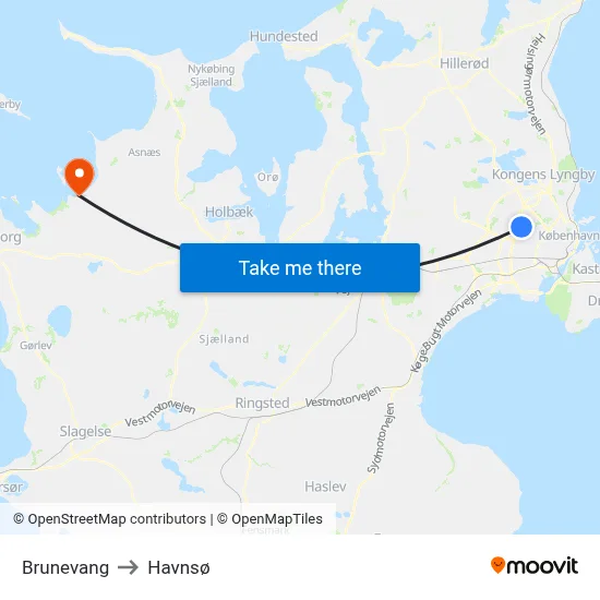 Brunevang to Havnsø map