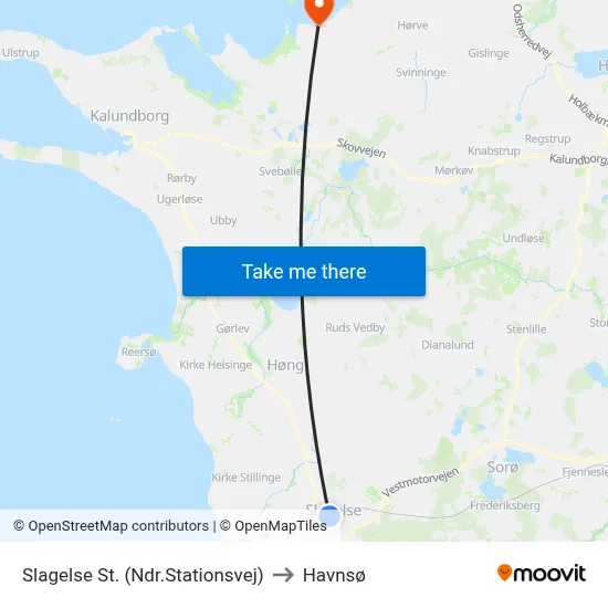 Slagelse St. (Ndr.Stationsvej) to Havnsø map