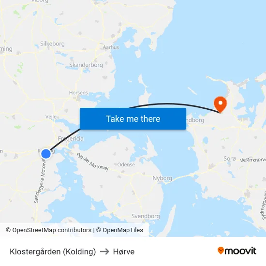 Klostergården (Kolding) to Hørve map