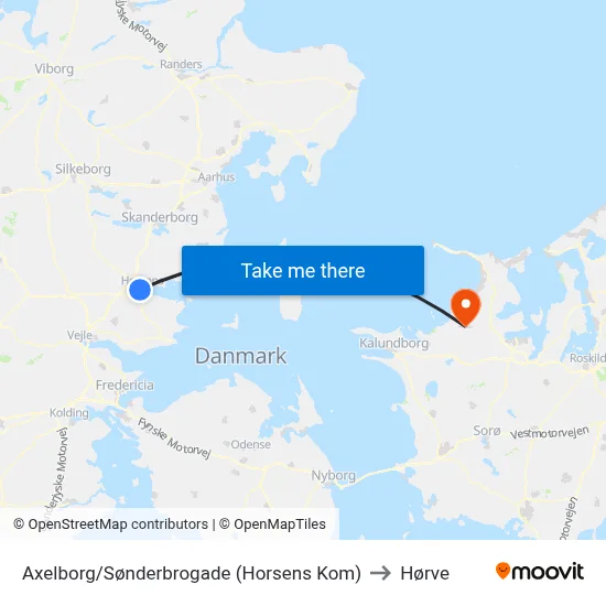 Axelborg/Sønderbrogade (Horsens Kom) to Hørve map