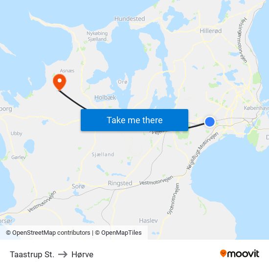 Taastrup St. to Hørve map