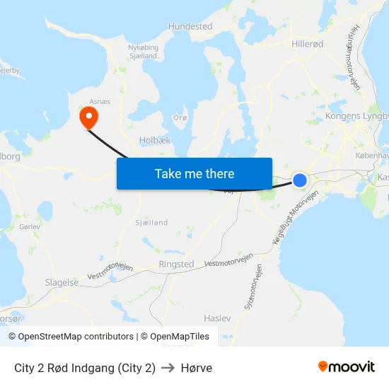 City 2 Rød Indgang (City 2) to Hørve map