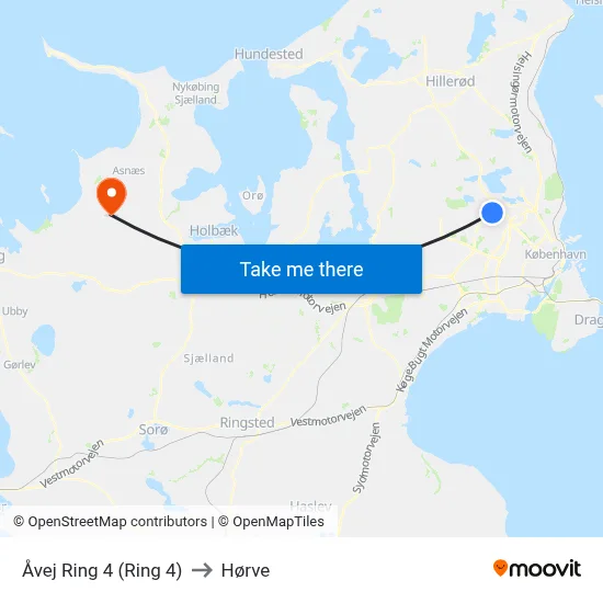 Åvej Ring 4 (Ring 4) to Hørve map