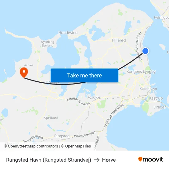 Rungsted Havn (Rungsted Strandvej) to Hørve map