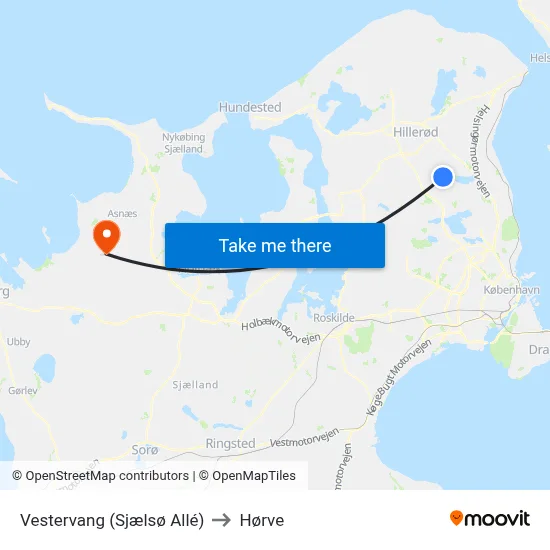 Vestervang (Sjælsø Allé) to Hørve map
