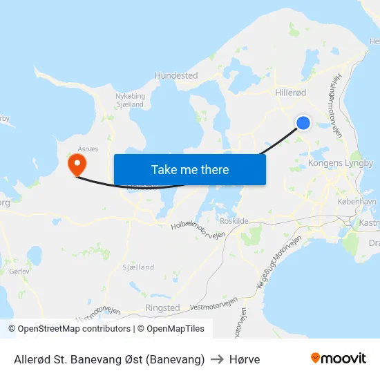 Allerød St. Banevang Øst (Banevang) to Hørve map