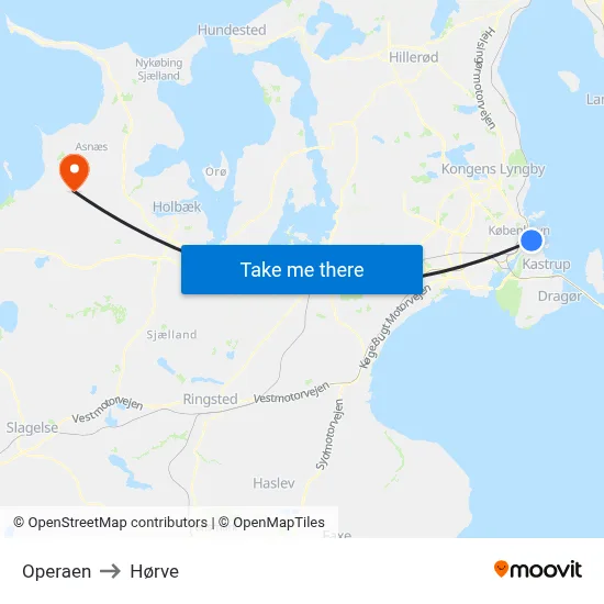 Operaen to Hørve map