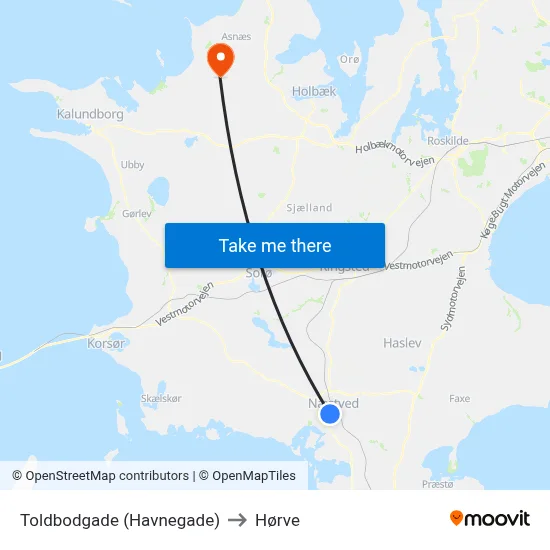 Toldbodgade (Havnegade) to Hørve map