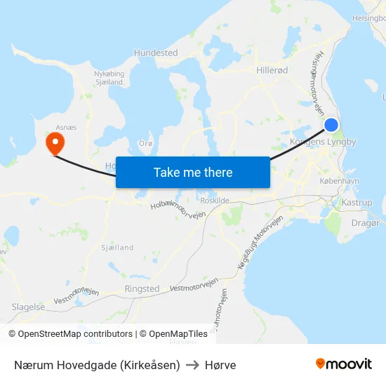 Nærum Hovedgade (Kirkeåsen) to Hørve map