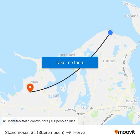Stæremosen St. (Stæremosen) to Hørve map