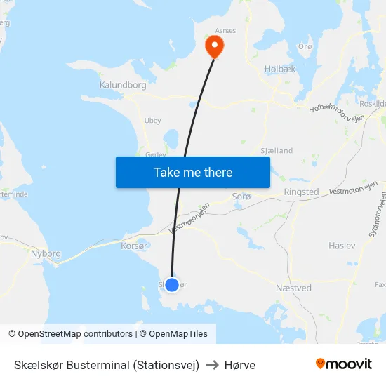 Skælskør Busterminal (Stationsvej) to Hørve map