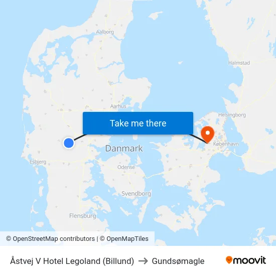 Åstvej V Hotel Legoland (Billund) to Gundsømagle map