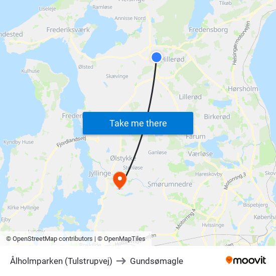 Ålholmparken (Tulstrupvej) to Gundsømagle map