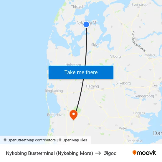 Nykøbing Busterminal (Nykøbing Mors) to Ølgod map