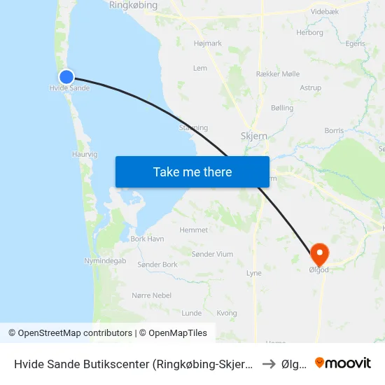 Hvide Sande Butikscenter (Ringkøbing-Skjern Kom) to Ølgod map