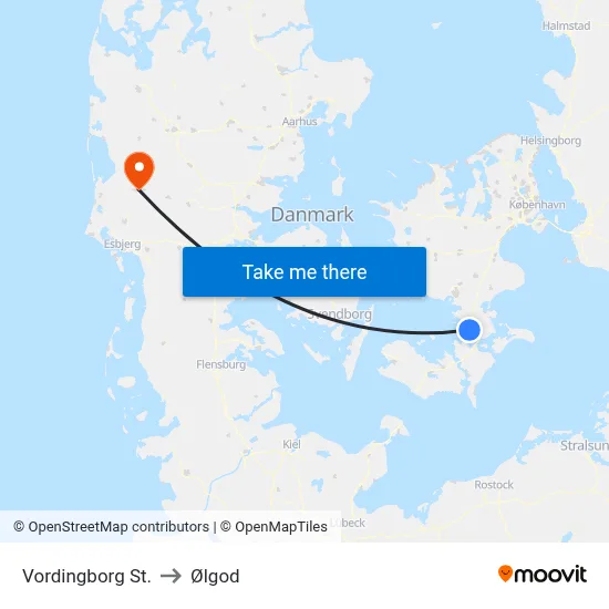 Vordingborg St. to Ølgod map
