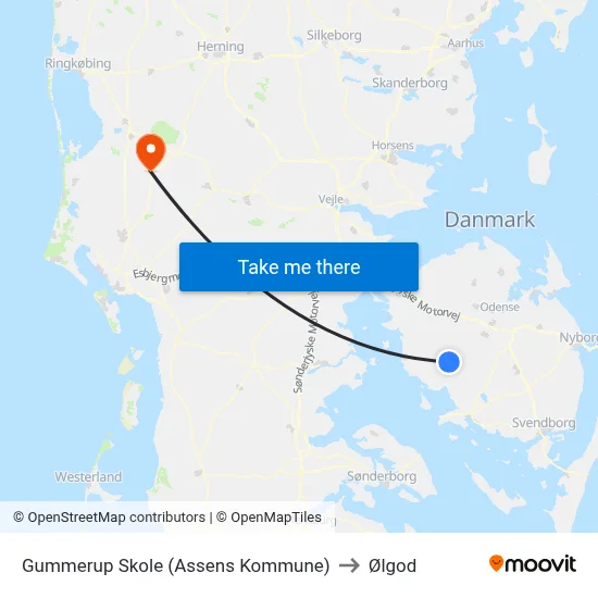Gummerup Skole (Assens Kommune) to Ølgod map