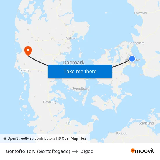 Gentofte Torv (Gentoftegade) to Ølgod map