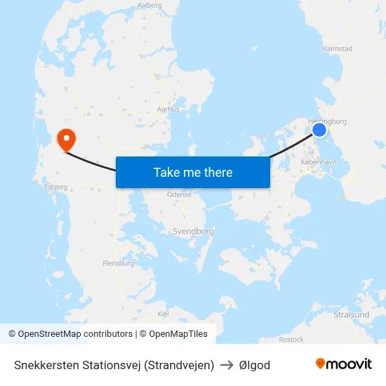 Snekkersten Stationsvej (Strandvejen) to Ølgod map