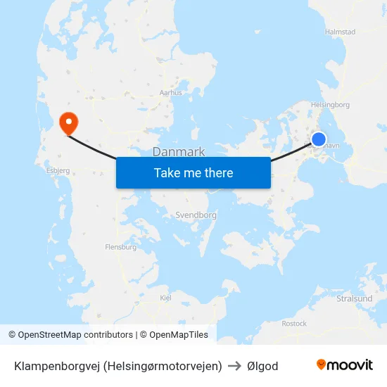 Klampenborgvej (Helsingørmotorvejen) to Ølgod map