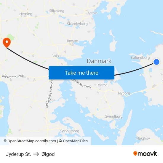 Jyderup St. to Ølgod map
