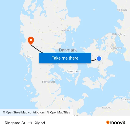 Ringsted St. to Ølgod map