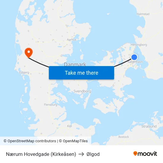 Nærum Hovedgade (Kirkeåsen) to Ølgod map
