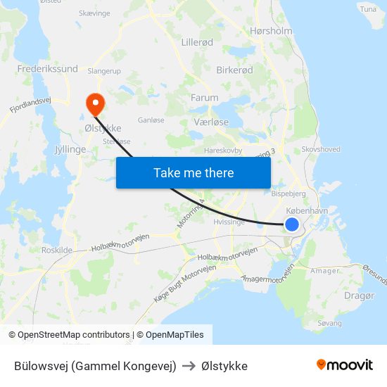 Bülowsvej (Gammel Kongevej) to Ølstykke map