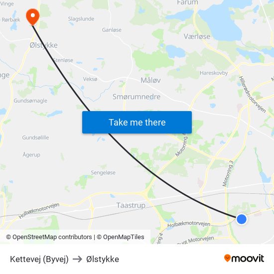 Kettevej (Byvej) to Ølstykke map