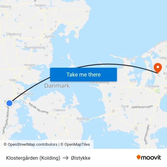 Klostergården (Kolding) to Ølstykke map